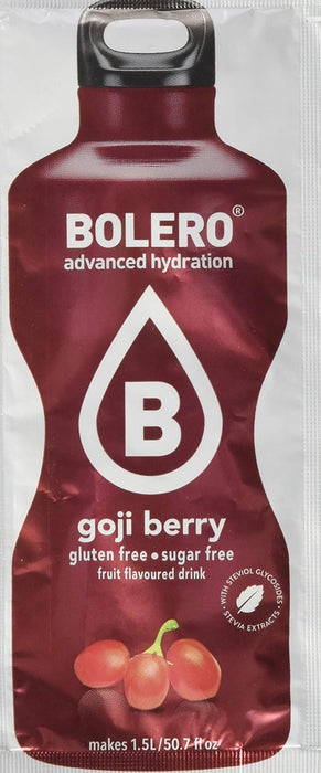 Bolero Bebida Instantánea Sabor Bayas de Goji, Caja de 24x9g. Preparado en polvo sin azúcar con Stevia y Vitamina C, un refresco antioxidante para una hidratación saludable. Bolero - lateral