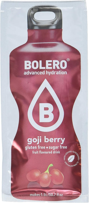 Bolero Bebida Instantánea Sabor Bayas de Goji, Caja de 24x9g. Preparado en polvo sin azúcar con Stevia y Vitamina C, un refresco antioxidante para una hidratación saludable. Bolero - uso