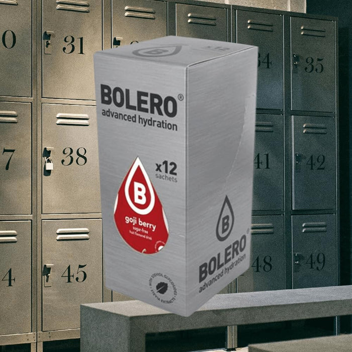 Bolero Bebida Instantánea Sabor Bayas de Goji, Pack de 12x9g. Un refresco en polvo sin azúcar, sin gluten y con Stevia, enriquecido con Vitamina C, ideal para dietas saludables. Bolero - detalle