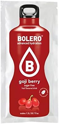Bolero Bebida Instantánea Sabor Bayas de Goji, Pack de 12x9g. Un refresco en polvo sin azúcar, sin gluten y con Stevia, enriquecido con Vitamina C, ideal para dietas saludables. Bolero - frontal