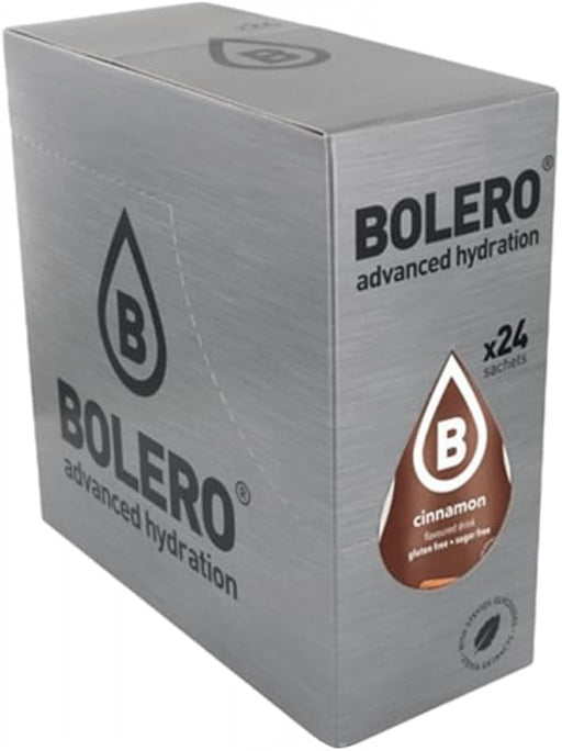 Bolero Bebida Instantánea Sabor Canela, Caja de 24x9g. Preparado en polvo sin azúcar con Stevia y Vitamina C para una hidratación saludable, baja en calorías y llena de sabor. Bolero - frontal