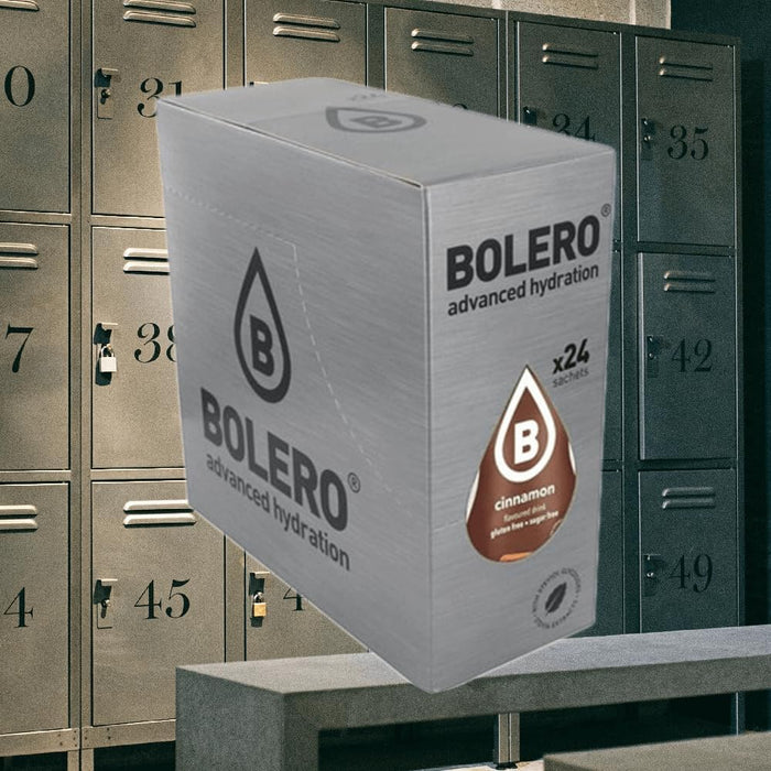 Bolero Bebida Instantánea Sabor Canela, Caja de 24x9g. Preparado en polvo sin azúcar con Stevia y Vitamina C para una hidratación saludable, baja en calorías y llena de sabor. Bolero - pack