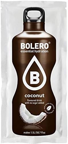 Bolero Bebida Instantánea Sabor Coco, sin azúcar y con Stevia. Pack de 12 sobres de 9g, enriquecido con Vitamina C y apto para celíacos y diabéticos. Bolero - detalle