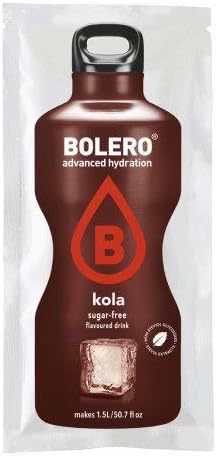 Bolero Bebida Instantánea Sabor Cola, Mega Pack de 48x9g. Preparado en polvo sin azúcar, con Stevia y Vitamina C para disfrutar de litros de refresco saludable y económico. Bolero - frontal