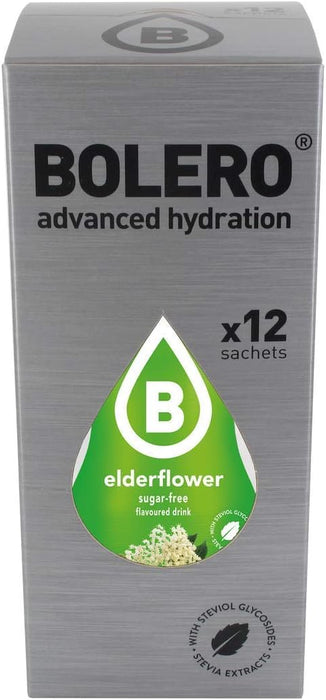 Bolero Bebida Instantánea Sabor Flor de Saúco, Pack de 12x9g. Un refresco en polvo sin azúcar, bajo en calorías y con Stevia para una hidratación óptima con un delicado toque floral. Bolero - detalle