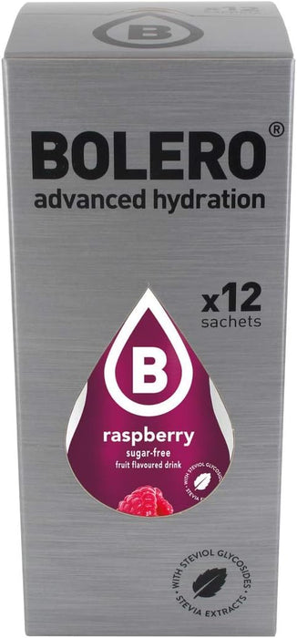Bolero Bebida Instantánea Sabor Frambuesa, Pack de 12x9g. Preparado en polvo sin azúcar con Stevia y Vitamina C para una hidratación saludable, baja en calorías y llena de sabor. Bolero - ingredientes