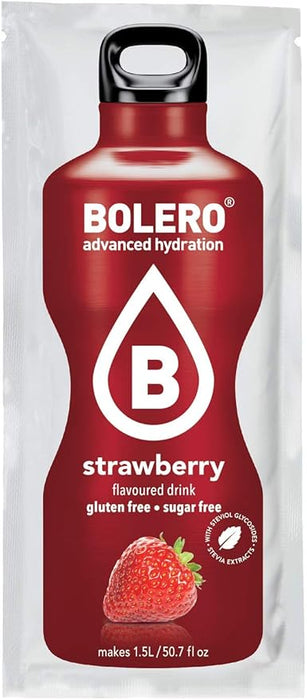 Bolero Bebida Instantánea Sabor Fresa, Pack de 12x9g. Un refresco en polvo sin azúcar, bajo en calorías y con Stevia para una hidratación óptima y llena de sabor. Bolero - ingredientes