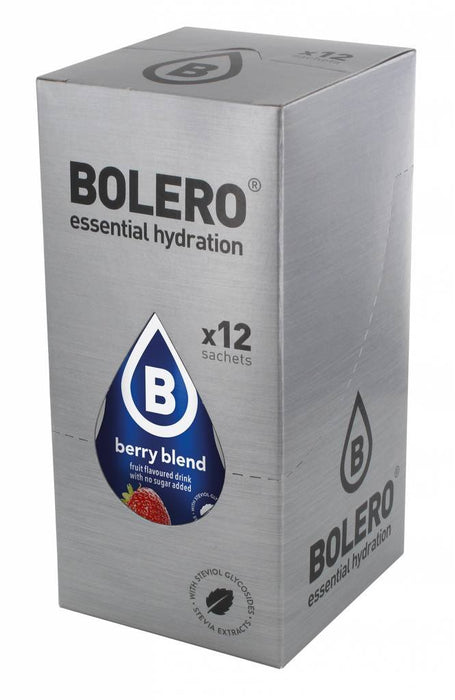 Bolero Bebida Instantánea Sabor Frutos del Bosque, Caja de 24x9g. Preparado en polvo sin azúcar con Stevia y Vitamina C para una hidratación saludable, baja en calorías y llena de sabor. Bolero - ingredientes