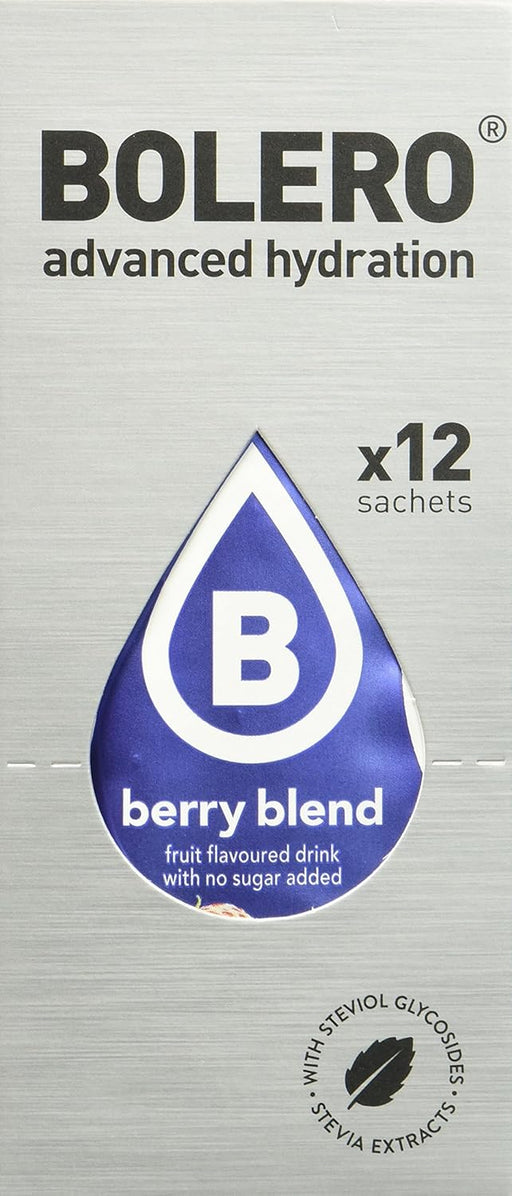 Bolero Bebida Instantánea Sabor Frutos del Bosque, Mega Pack de 48x9g. Un refresco en polvo sin azúcar, bajo en calorías, vegano y sin gluten, endulzado con Stevia. Bolero - pack