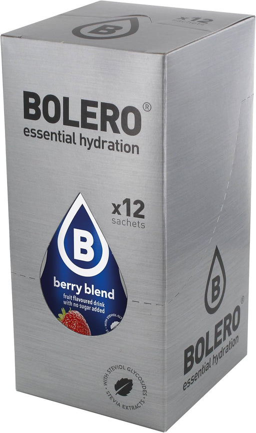 Bolero Bebida Instantánea Sabor Frutos del Bosque, Pack de 12x9g. Un refresco en polvo sin azúcar, vegano y sin gluten, endulzado con Stevia para una hidratación saludable. Bolero - pack