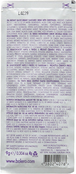 Bolero Bebida Instantánea Sabor Grosella, Pack de 12x9g. Un refresco en polvo sin azúcar, bajo en calorías y carbohidratos, con Stevia, Vitamina C y apto para dietas saludables. Bolero - uso