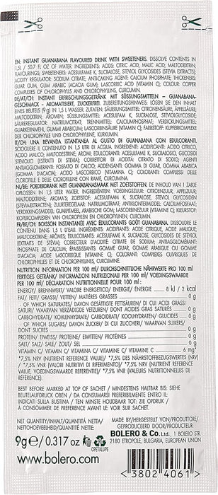 Bolero Bebida Instantánea Sabor Guanábana, Caja de 24x9g. Preparado en polvo sin azúcar con Stevia y Vitamina C para una hidratación saludable, baja en calorías y llena de sabor. Bolero - presentacion