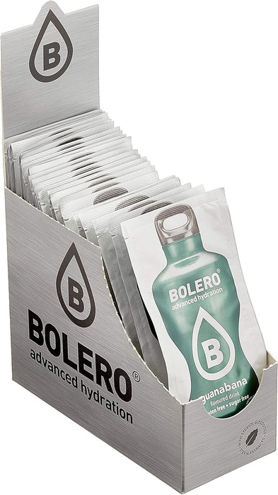 Bolero Bebida Instantánea Sabor Guanábana, Caja de 24x9g. Preparado en polvo sin azúcar con Stevia y Vitamina C para una hidratación saludable, baja en calorías y llena de sabor. Bolero - uso