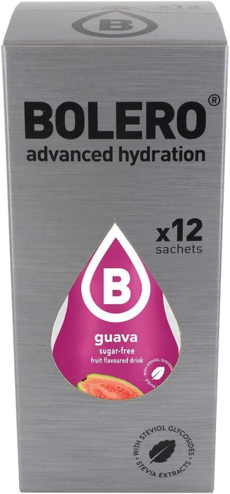 Bolero Bebida Instantánea Sabor Guayaba, Caja de 24x9g. Un refresco en polvo bajo en calorías y sin azúcar con Stevia, ideal para la hidratación diaria o deportiva. Bolero - lateral