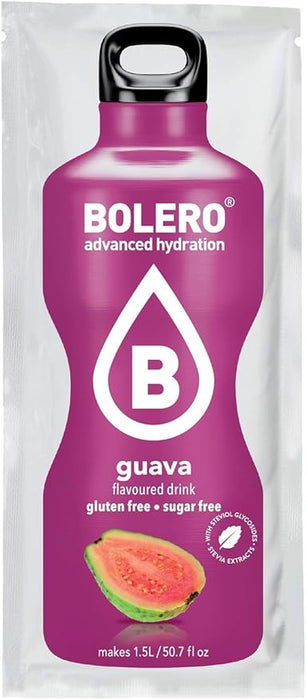 Bolero Bebida Instantánea Sabor Guayaba, Pack de 12x9g. Un refresco en polvo sin azúcar, sin gluten y con Stevia, enriquecido con Vitamina C. Apto para dietas saludables. Bolero - ingredientes