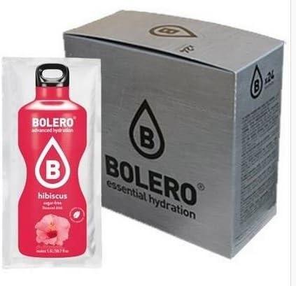 Bolero Bebida Instantánea Sabor Hibisco, Caja de 24x9g. Un refresco en polvo sin azúcar, bajo en calorías y carbohidratos, ideal para cualquier tipo de dieta y para hidratarte con sabor. Bolero - frontal