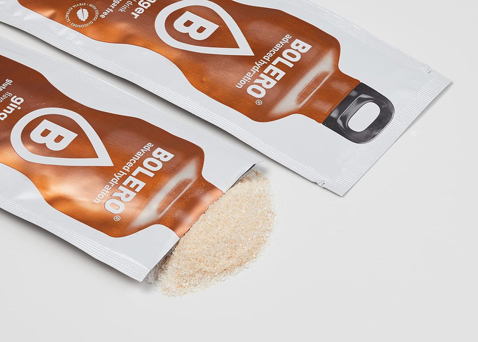 Bolero Bebida Instantánea Sabor Jengibre, Pack de 12x9g. Un refresco en polvo sin azúcar, bajo en calorías y con Stevia para una hidratación saludable con un sabor único y especiado. Bolero - uso