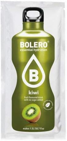 Bolero Bebida Instantánea Sabor Kiwi, Caja de 24x9g. Un refresco en polvo sin azúcar, sin aspartamo y con Stevia para una hidratación saludable, baja en calorías y llena de sabor. Bolero - frontal