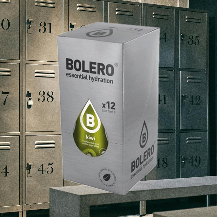 Bolero Bebida Instantánea Sabor Kiwi, Pack de 12x9g. Un refresco en polvo bajo en calorías y sin azúcar con Stevia, ideal para la hidratación diaria o durante el deporte. Bolero - extra