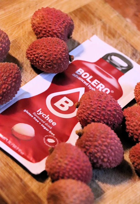 Bolero Bebida Instantánea Sabor Lichi, Pack de 12x9g. Un refresco en polvo sin azúcar, vegano y sin gluten, endulzado con Stevia para una hidratación saludable. Bolero - ingredientes