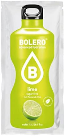 Bolero Bebida Instantánea Sabor Lima, Caja de 24x9g. Un refresco en polvo bajo en calorías y sin azúcar con Stevia, ideal para la hidratación diaria o durante el deporte. Bolero - lateral