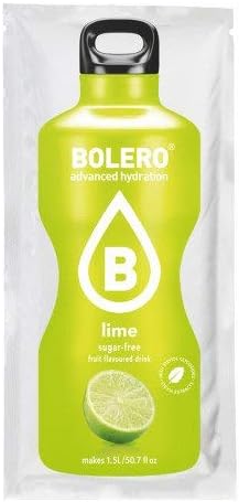 Bolero Bebida Instantánea Sabor Lima, Mega Pack de 48x9g. Preparado en polvo sin azúcar, con Stevia y Vitamina C para una hidratación saludable, baja en calorías y llena de sabor. Bolero - frontal