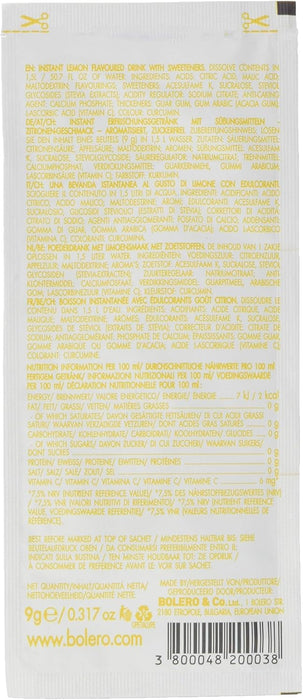 Bolero Bebida Instantánea Sabor Limón, Pack de 12x9g. Un refresco en polvo sin azúcar con Stevia y Vitamina C para disfrutar de una hidratación cítrica, saludable y deliciosa. Bolero - extra