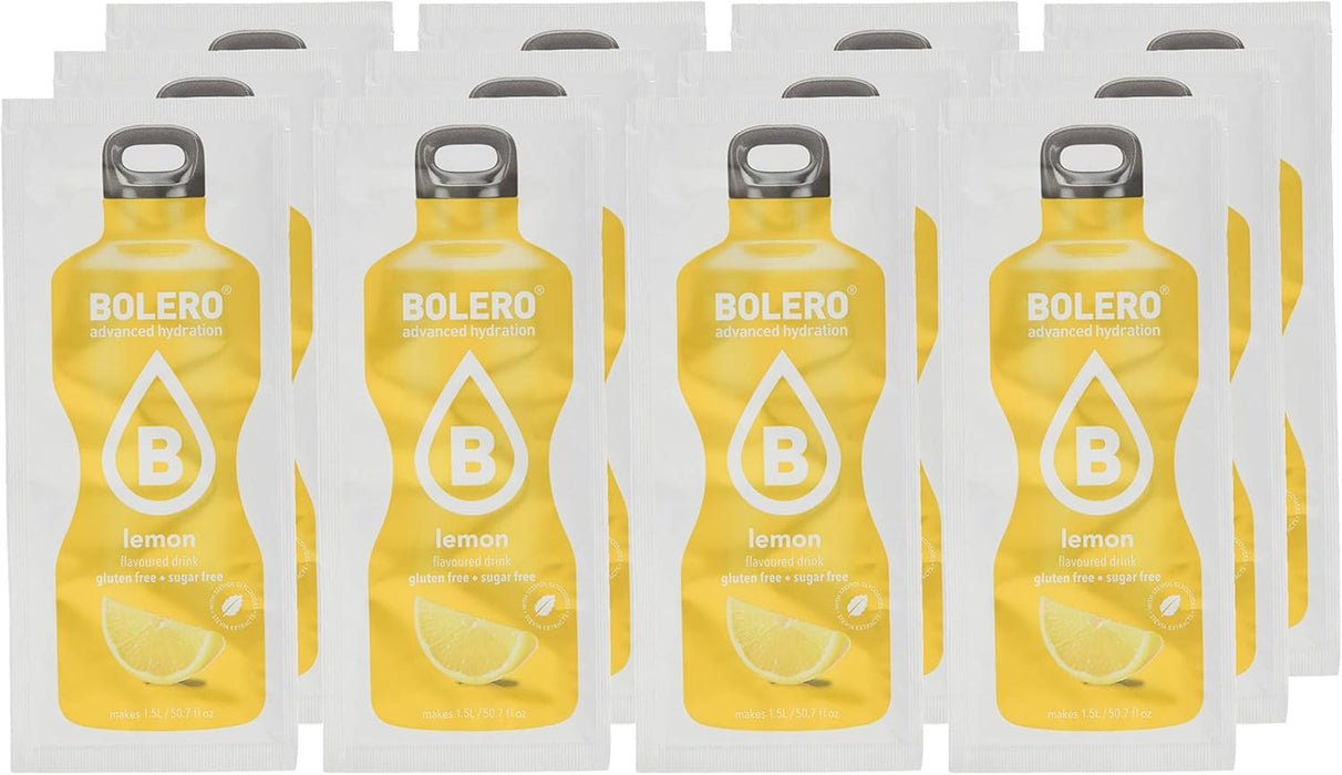 Bolero Bebida Instantánea Sabor Limón, Pack de 12x9g. Un refresco en polvo sin azúcar con Stevia y Vitamina C para disfrutar de una hidratación cítrica, saludable y deliciosa. Bolero - zoom