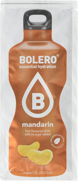 Bolero Bebida Instantánea Sabor Mandarina, Pack de 12x9g. Un refresco en polvo sin azúcar con Stevia y Vitamina C para disfrutar de una hidratación cítrica, saludable y deliciosa. Bolero - uso