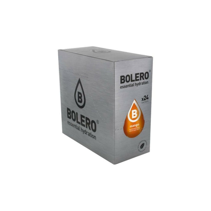 Bolero Bebida Instantánea Sabor Mango, Caja de 24x9g. Preparado en polvo sin azúcar con Stevia y Vitamina C para una hidratación tropical, deliciosa y baja en calorías. Bolero - frontal