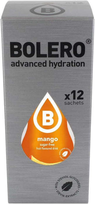 Bolero Bebida Instantánea Sabor Mango, Pack de 12x9g. Un refresco sin azúcar, bajo en calorías y con Stevia para una hidratación óptima y llena de sabor. Bolero - uso