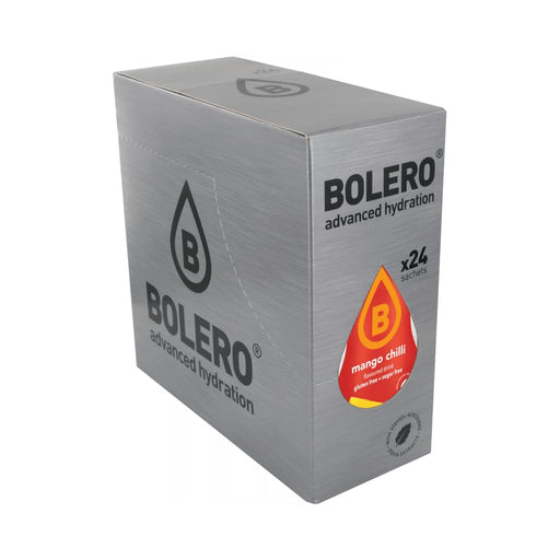 Bolero Bebida Instantánea Sabor Mango y Chile, Pack de 24x9g. Un refresco en polvo sin azúcar, bajo en calorías y con Stevia para una hidratación atrevida y llena de sabor. Bolero - frontal
