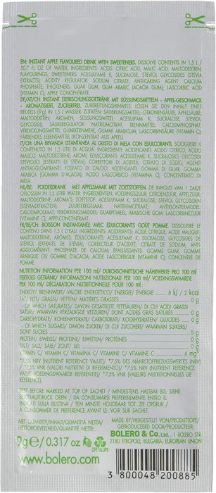 Bolero Bebida Instantánea Sabor Manzana, Caja de 24x9g. Preparado en polvo sin azúcar con Stevia y Vitamina C para una hidratación saludable, baja en calorías y llena de sabor. Bolero - extra