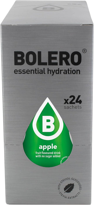 Bolero Bebida Instantánea Sabor Manzana, Caja de 24x9g. Preparado en polvo sin azúcar con Stevia y Vitamina C para una hidratación saludable, baja en calorías y llena de sabor. Bolero - lateral