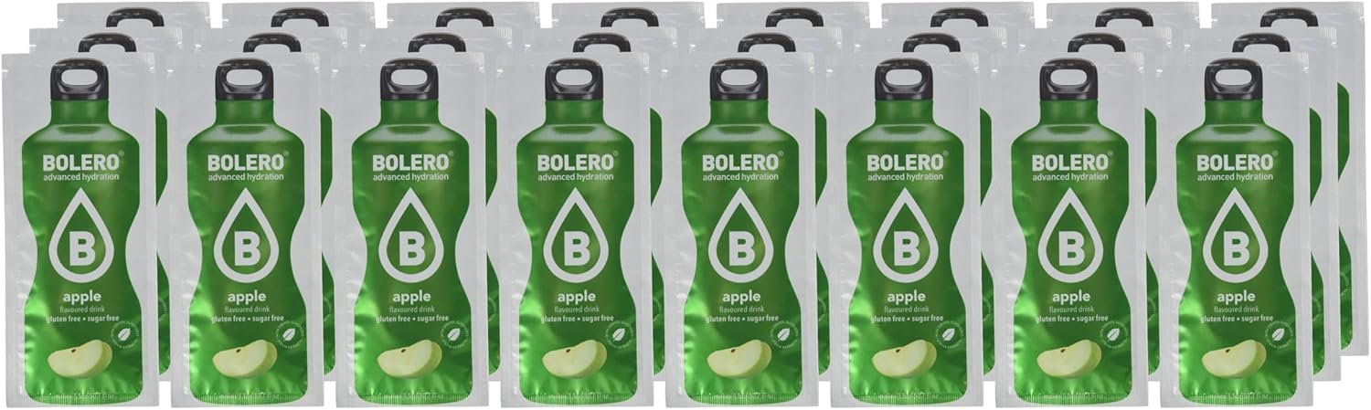 Bolero Bebida Instantánea Sabor Manzana, Caja de 24x9g. Preparado en polvo sin azúcar con Stevia y Vitamina C para una hidratación saludable, baja en calorías y llena de sabor. Bolero - zoom