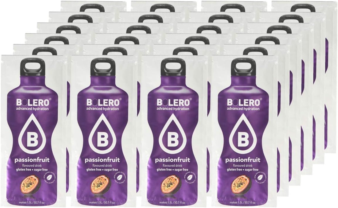 Bolero Bebida Instantánea Sabor Maracuyá, Caja de 24x9g. Preparado en polvo sin azúcar, con Stevia y Vitamina C para una hidratación tropical, saludable y baja en calorías. Bolero - uso