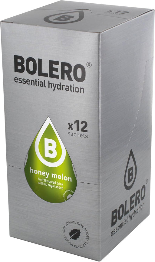 Bolero Bebida Instantánea Sabor Melón con Miel, Pack de 12x9g. Preparado en polvo sin azúcar con edulcorantes y Stevia para disfrutar de un refresco saludable y bajo en calorías. Bolero - pack