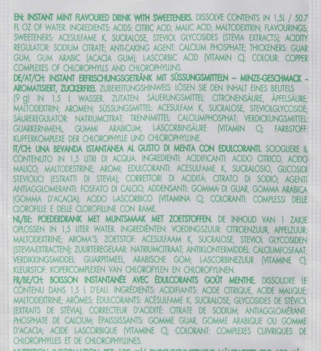 Bolero Bebida Instantánea Sabor Menta, Caja de 24x9g. Preparado en polvo sin azúcar con Stevia y Vitamina C para una hidratación saludable, baja en calorías y llena de sabor. Bolero - lateral