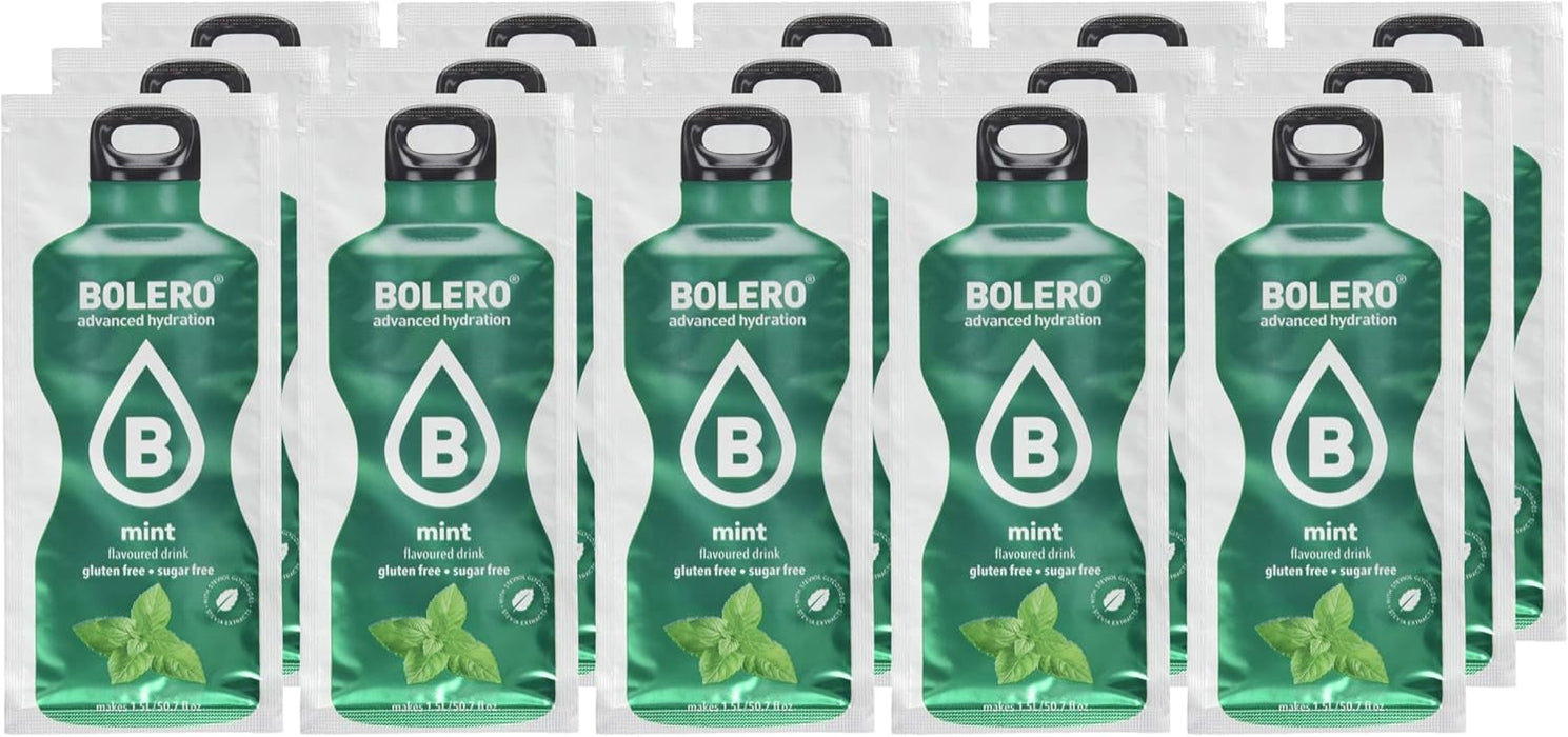 Bolero Bebida Instantánea Sabor Menta, Pack de 12x9g. Un refresco en polvo bajo en calorías y sin azúcar con Stevia, ideal para la hidratación diaria o para tus cócteles. Bolero - ingredientes