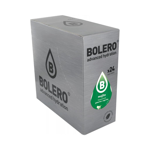 Bolero Bebida Instantánea Sabor Mojito, Caja de 24x9g. Un refresco en polvo sin azúcar, bajo en calorías y con Stevia para una hidratación saludable con un delicioso sabor a cóctel. Bolero - frontal