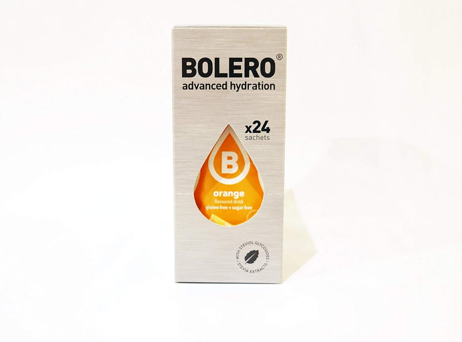 Bolero Bebida Instantánea Sabor Naranja, Caja de 24x9g. Preparado en polvo sin azúcar con Stevia y Vitamina C para una hidratación deliciosa, saludable y baja en calorías. Bolero - detalle
