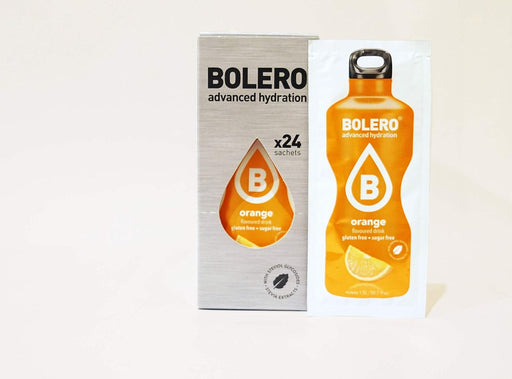 Bolero Bebida Instantánea Sabor Naranja, Caja de 24x9g. Preparado en polvo sin azúcar con Stevia y Vitamina C para una hidratación deliciosa, saludable y baja en calorías. Bolero - pack