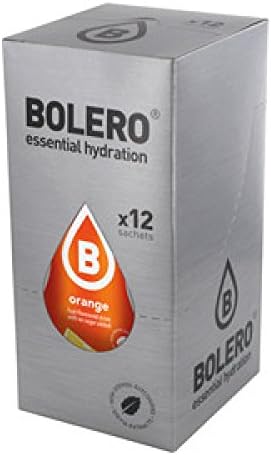 Bolero Bebida Instantánea Sabor Naranja, Pack de 12x9g. Un refresco en polvo bajo en calorías y sin azúcar con Stevia, ideal para la hidratación diaria o durante el deporte. Bolero - frontal