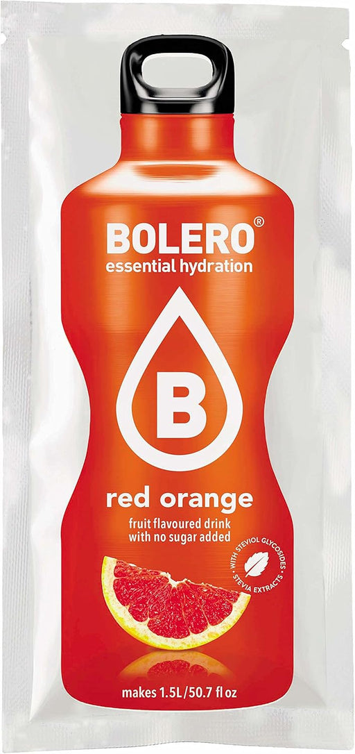Bolero Bebida Instantánea Sabor Naranja Roja, Caja de 24x9g. Preparado en polvo sin azúcar, cero carbohidratos y con Stevia para una hidratación saludable y llena de sabor. Bolero - pack