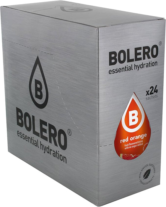 Bolero Bebida Instantánea Sabor Naranja Roja, Caja de 24x9g. Preparado en polvo sin azúcar, cero carbohidratos y con Stevia para una hidratación saludable y llena de sabor. Bolero - zoom