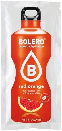 Bolero Bebida Instantánea Sabor Naranja Roja, Mega Pack de 72x9g. Un refresco en polvo sin azúcar, con Stevia y Vitamina C para una hidratación intensa y deliciosa. Bolero - frontal