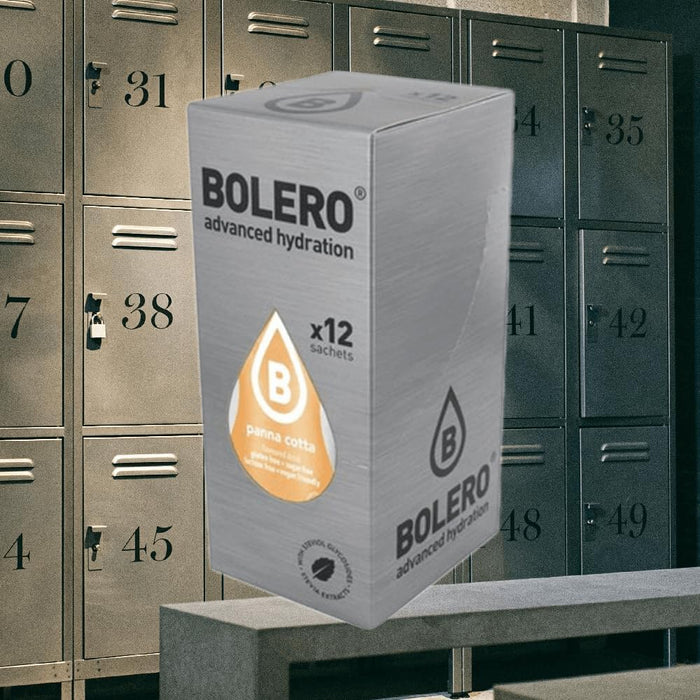 Bolero Bebida Instantánea Sabor Panna Cotta, Pack de 12x9g. Un refresco en polvo sin azúcar, bajo en calorías y con Stevia para una hidratación con sabor a postre. Bolero - detalle