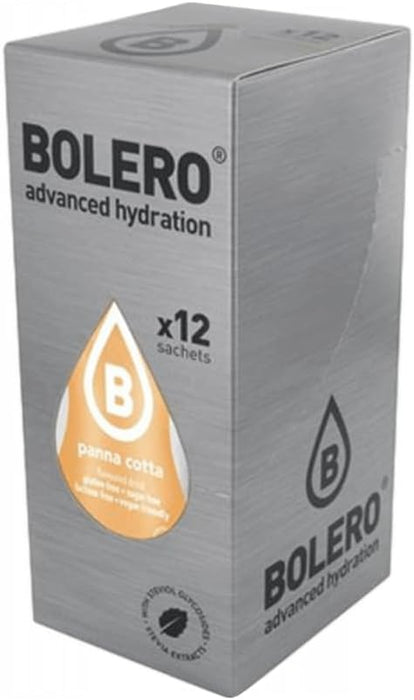 Bolero Bebida Instantánea Sabor Panna Cotta, Pack de 12x9g. Un refresco en polvo sin azúcar, bajo en calorías y con Stevia para una hidratación con sabor a postre. Bolero - lateral