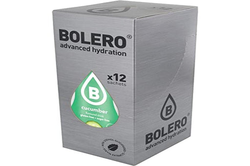 Bolero Bebida Instantánea Sabor Pepino, Pack de 12x9g. Un refresco en polvo sin azúcar, bajo en calorías y con Stevia para una hidratación saludable con un sabor único y refrescante. Bolero - frontal