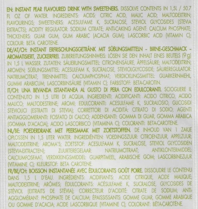 Bolero Bebida Instantánea Sabor Pera, Caja de 24x9g. Refresco en polvo saludable sin azúcar, endulzado con Stevia y apto para diabéticos. Ideal para hidratación familiar y deportiva. Bolero - presentacion